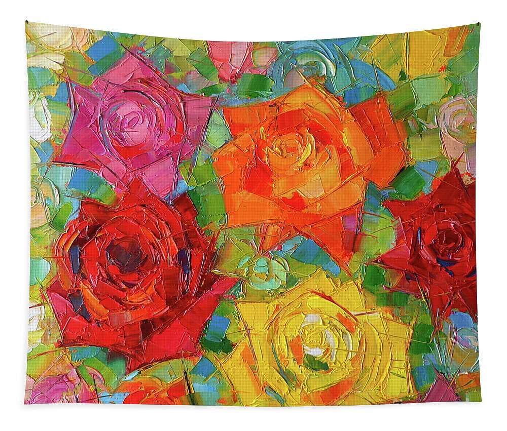 Rose Tapestry featuring the painting Mon Amour La Rose by Mona Edulesco