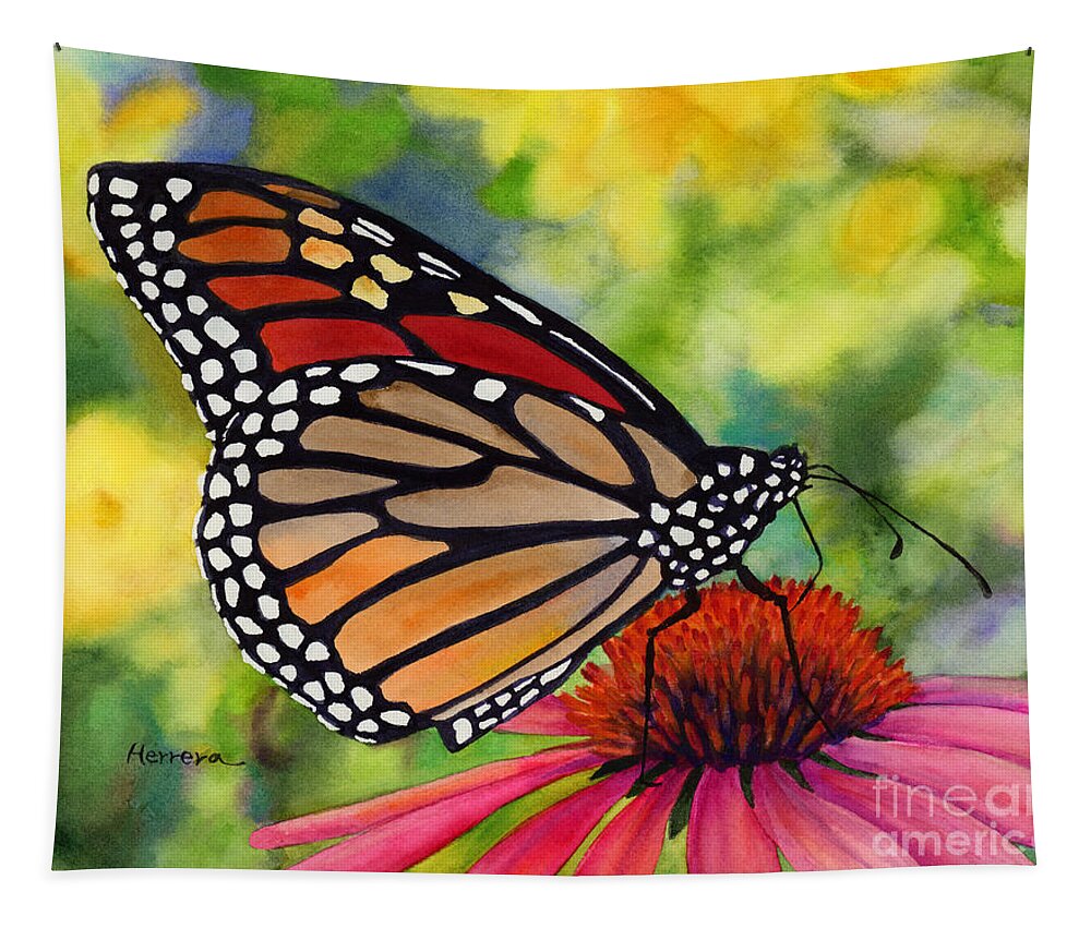 Butterfly Tapestry featuring the painting Monarch Butterfly by Hailey E Herrera