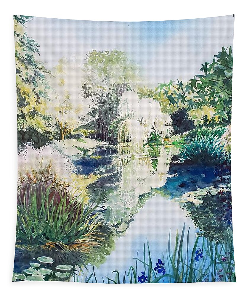 Monet Tapestry featuring the painting Monet's pond by Merana Cadorette