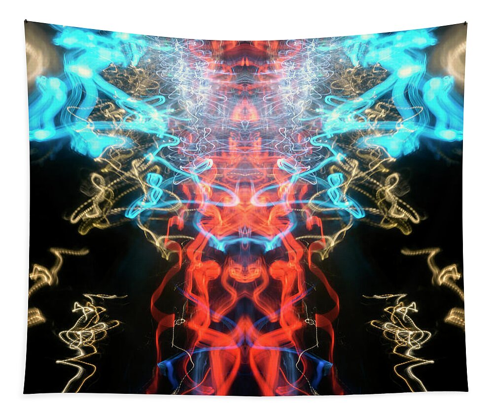 Lightpainting Tapestry featuring the photograph Mono Symmetry Lightpainting Number 2 by John Williams