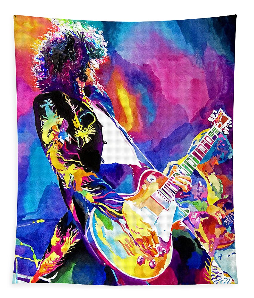 Jimmy Page Artwork Tapestry featuring the painting Monolithic Riff - Jimmy Page by David Lloyd Glover