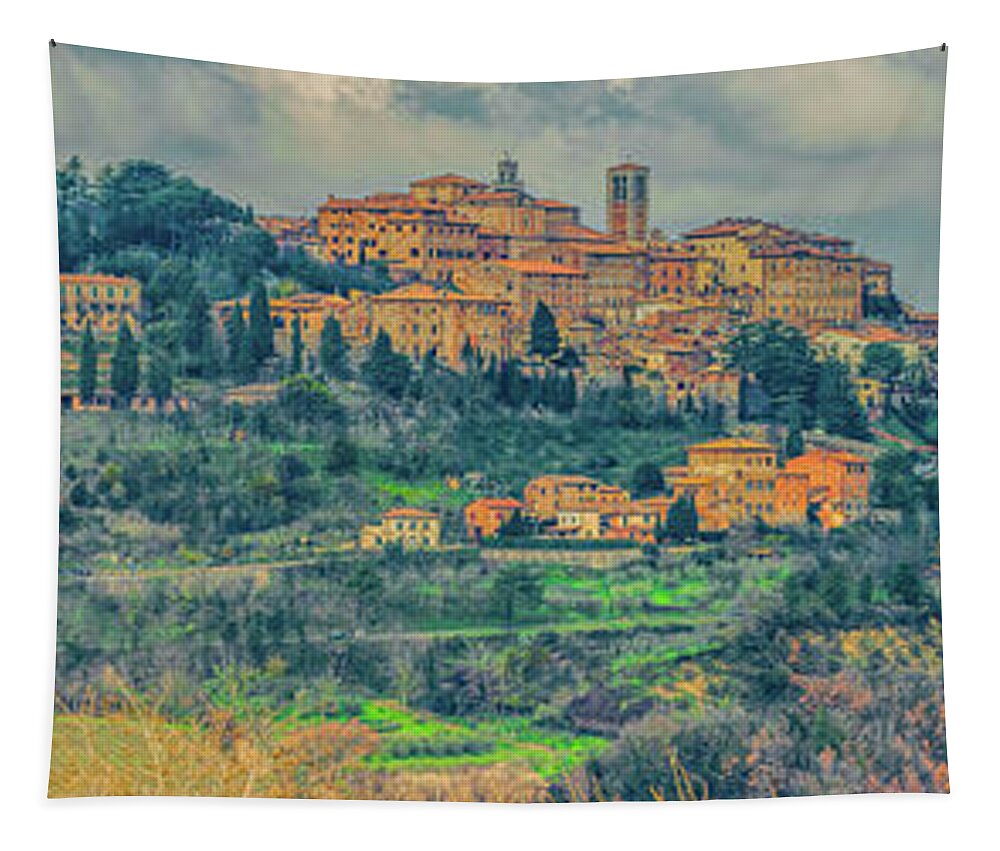 Montepulciano Tapestry featuring the photograph Montepulciano Panorama by Marcy Wielfaert