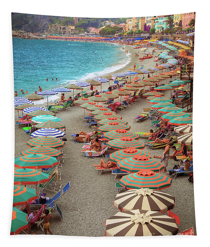 Cinque Tapestry featuring the photograph Monterosso Beach by Inge Johnsson