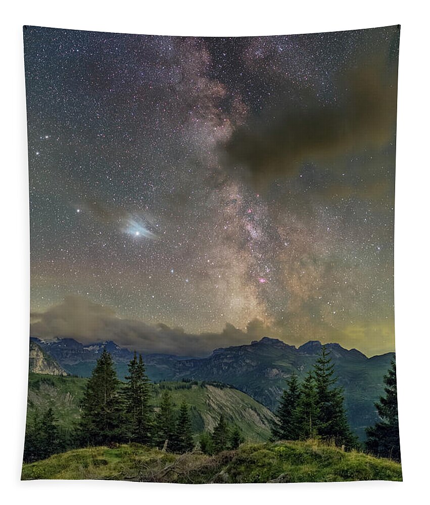 Switzerland Tapestry featuring the photograph Moody Night by Ralf Rohner
