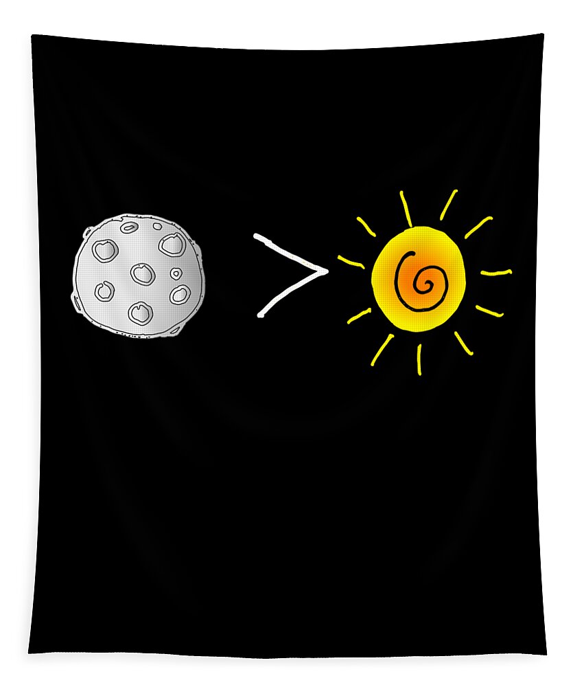 Funny Tapestry featuring the digital art Moon Is Greater Than The Sun Total Solar Eclipse by Flippin Sweet Gear