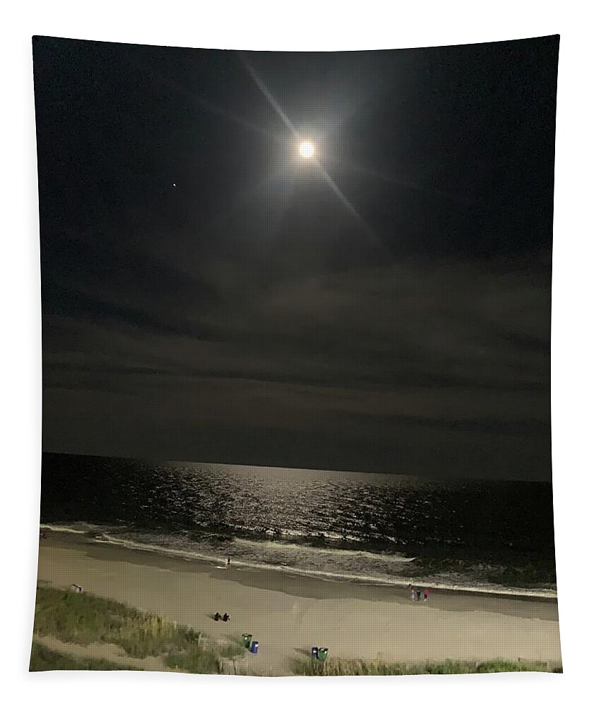 Myrtle Beach Tapestry featuring the photograph Moon Over Myrtle Beach by Lisa White
