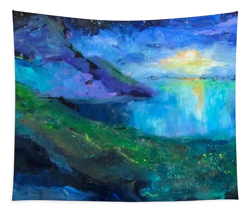 Moon Tapestry featuring the painting Moon Rise by Barbara O'Toole