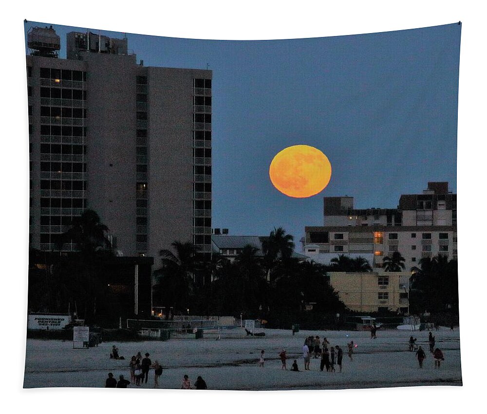 Moon Tapestry featuring the photograph Moon Rise by Mingming Jiang