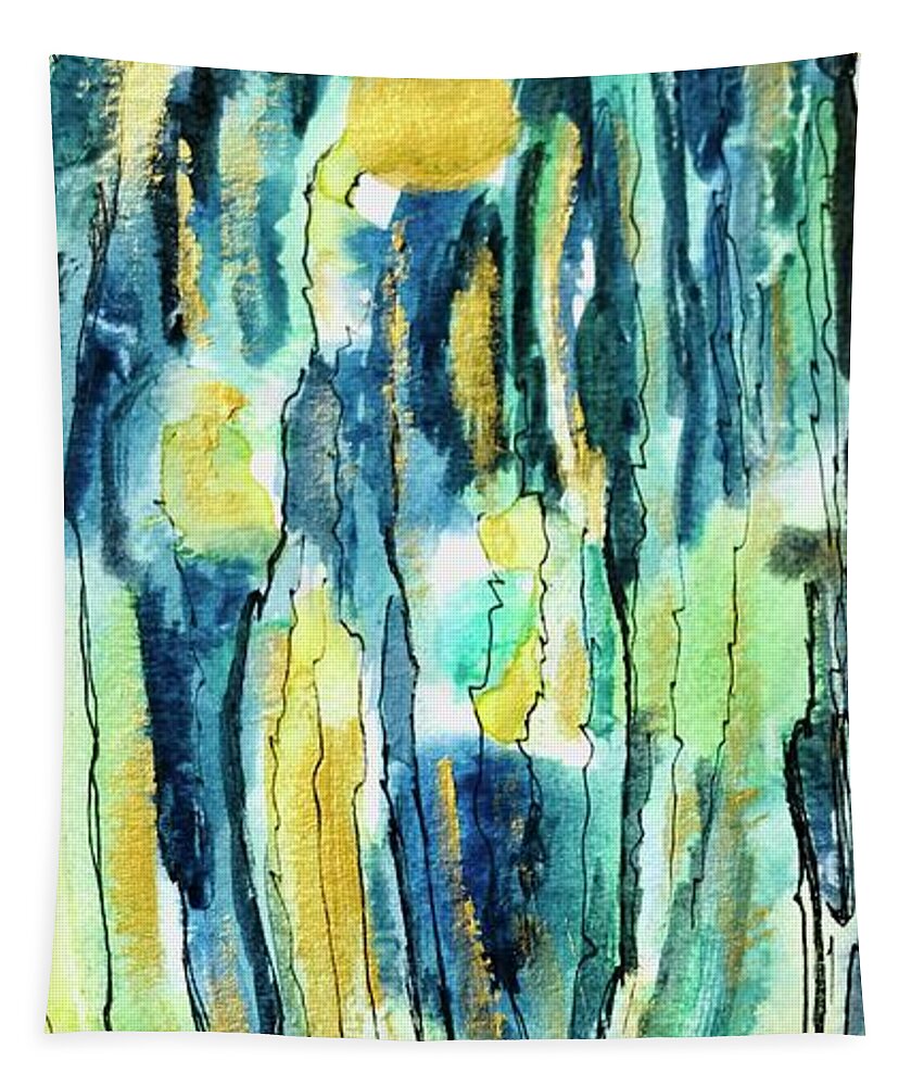 Abstract Tapestry featuring the mixed media Moonlight by Cristina Stefan