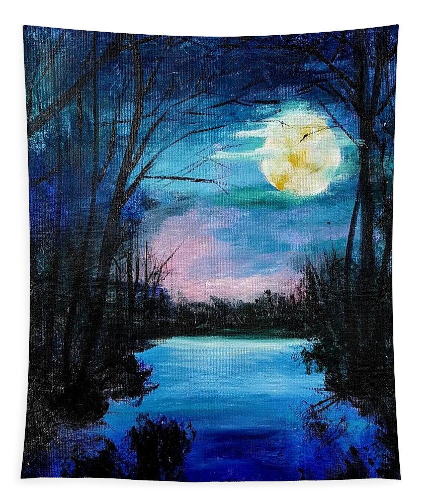 Moonlight Glow Tapestry featuring the painting Moonlight Glow by Cheryl Nancy Ann Gordon