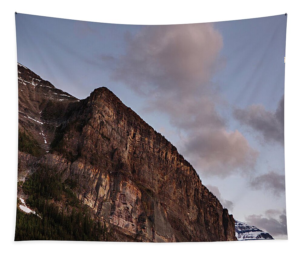 Twilight Tapestry featuring the photograph Moonlight in Lake Louise by Carolyn Ann Ryan