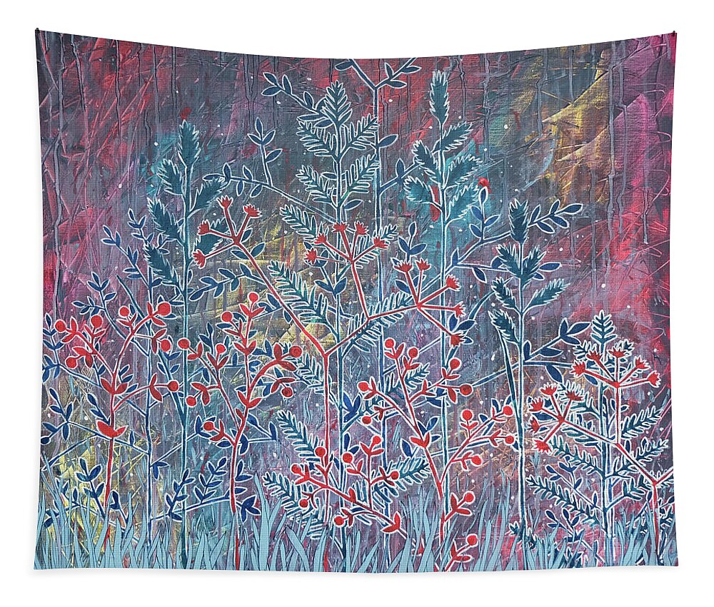 Moonlit Tapestry featuring the painting Moonlight by Laura Hol Art