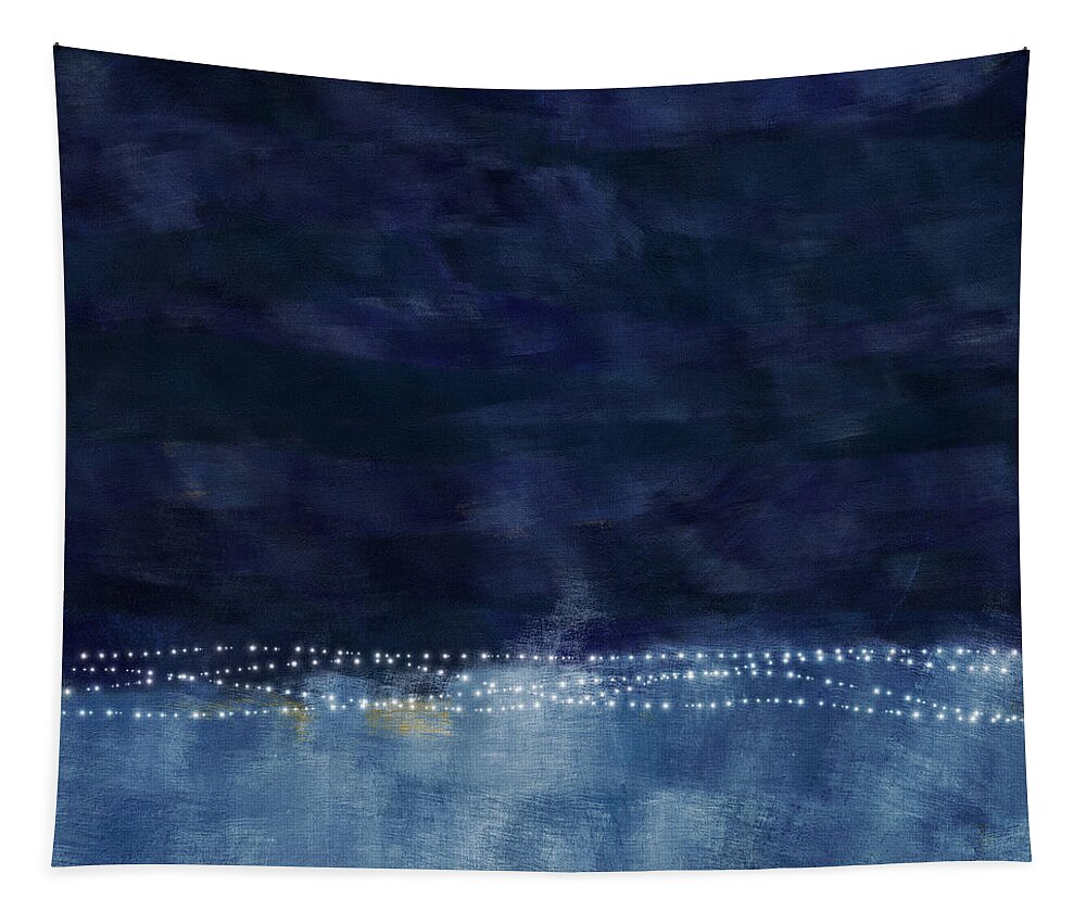 Abstract Tapestry featuring the mixed media Moonlight Wishes- Art by Linda Woods by Linda Woods