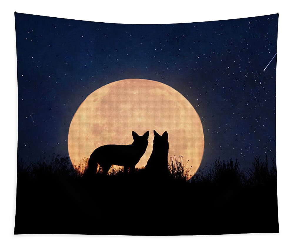 Coyote Tapestry featuring the digital art Moonrise by Nicole Wilde