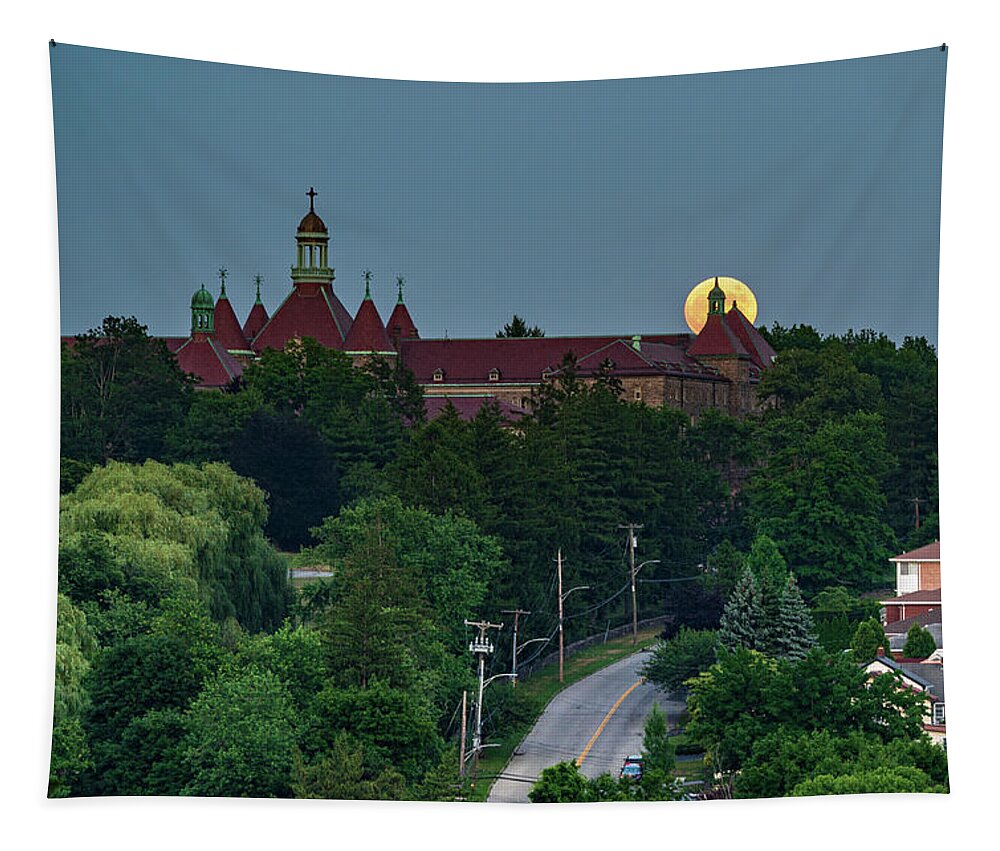 Dunwoodie Tapestry featuring the photograph Moonrise over Dunwoodie by Kevin Suttlehan