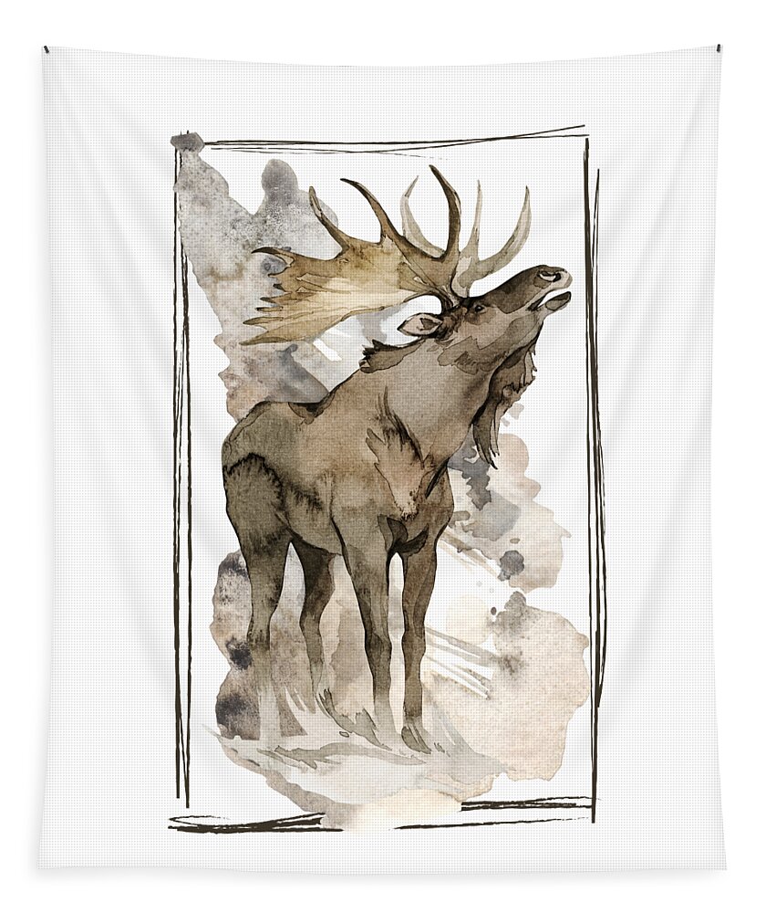 Moose Tapestry featuring the digital art Moose Splash with Frame by N Kirouac