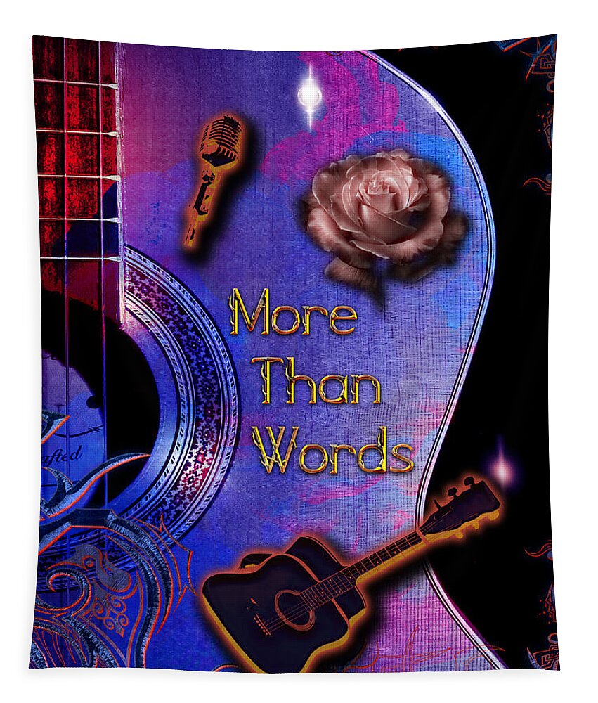 Guitar Tapestry featuring the digital art More Than Words by Michael Damiani