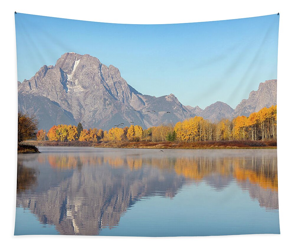 Canada Goose Tapestry featuring the photograph Morning at Oxbow Bend by Robert Carter