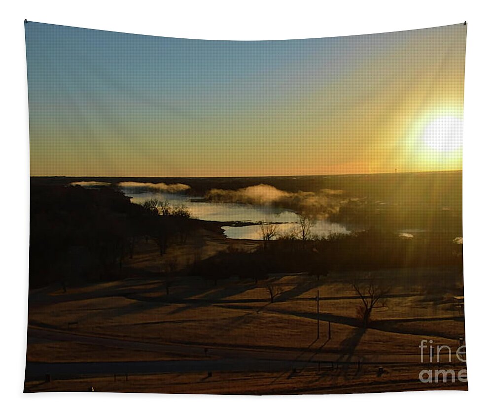 Red River Tapestry featuring the photograph Morning at The Red River by Diana Mary Sharpton