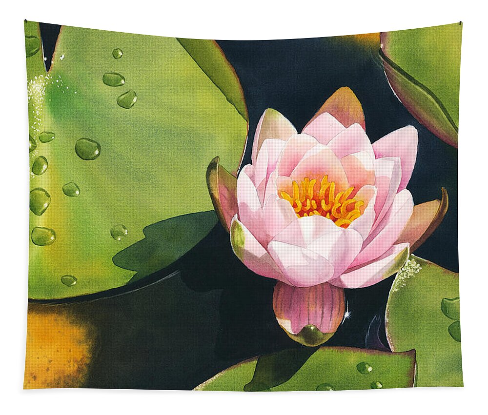 Water Lily Tapestry featuring the painting Morning Bliss by Espero Art
