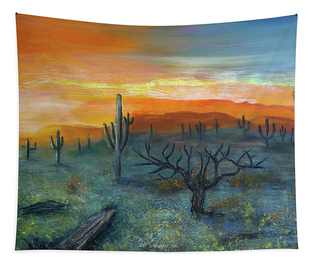 Orange Tapestry featuring the painting Morning Has Broken by Evelyn Snyder