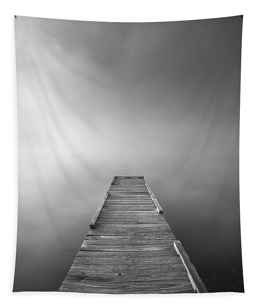 Black And White Tapestry featuring the photograph Morning Mist In Black And White by Jordan Hill