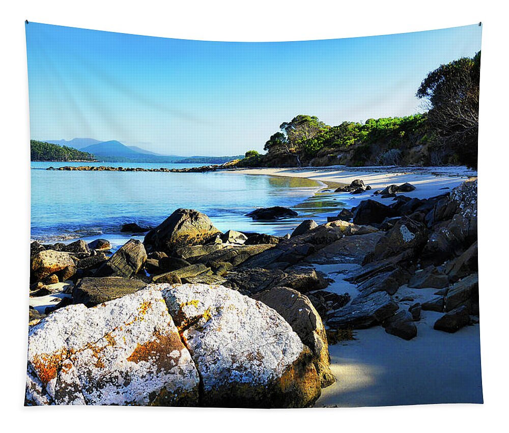 Tantalizing Tapestry featuring the photograph Morning Sun - Fishers Point, Tasmania by Lexa Harpell