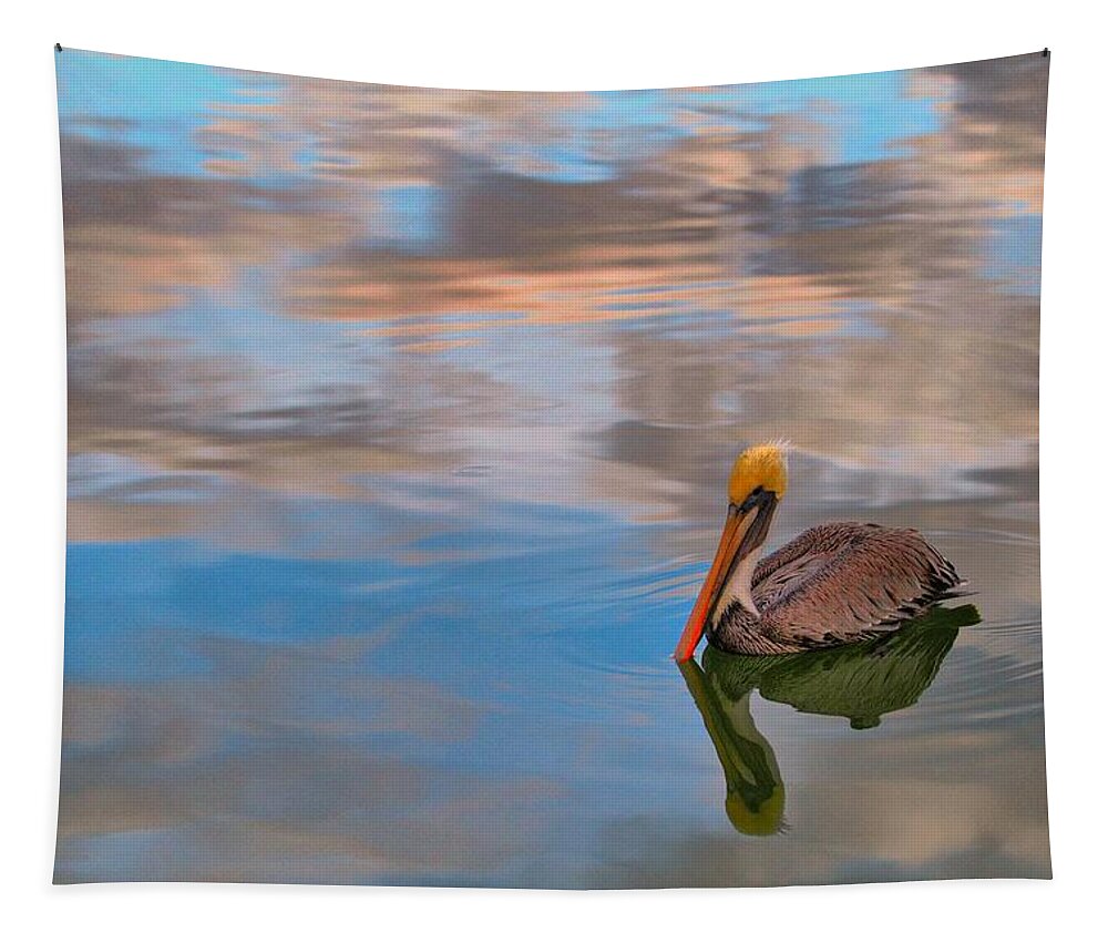 Pelican Tapestry featuring the photograph Morning Swim by Brad Barton