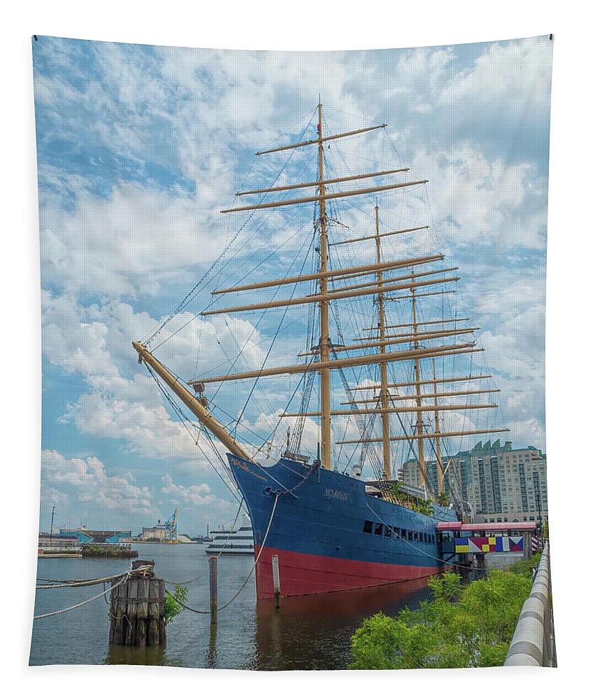 Philadelphia Tapestry featuring the photograph Moshulu at Penns Landing by Kristia Adams