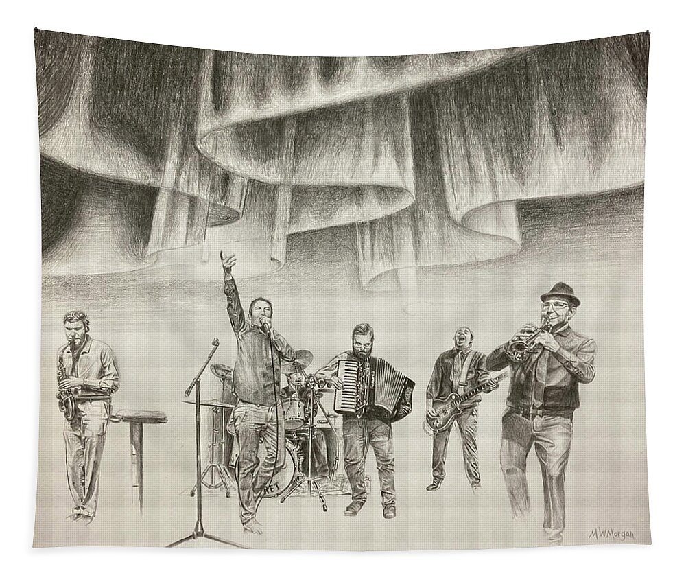 Mosquito Tapestry featuring the drawing Mosquito Cabaret 2020 by Michael Morgan