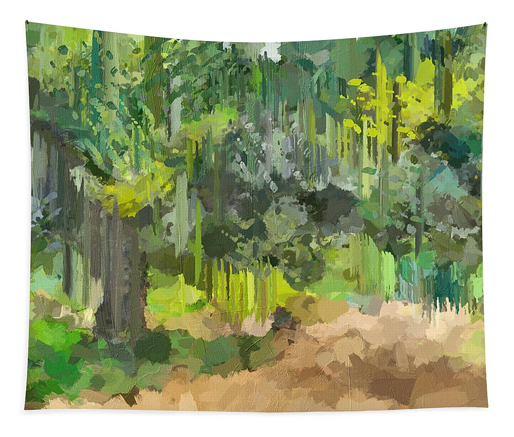 Moss Covered Tree Tapestry featuring the painting Moss Covered Tree by Dan Sproul