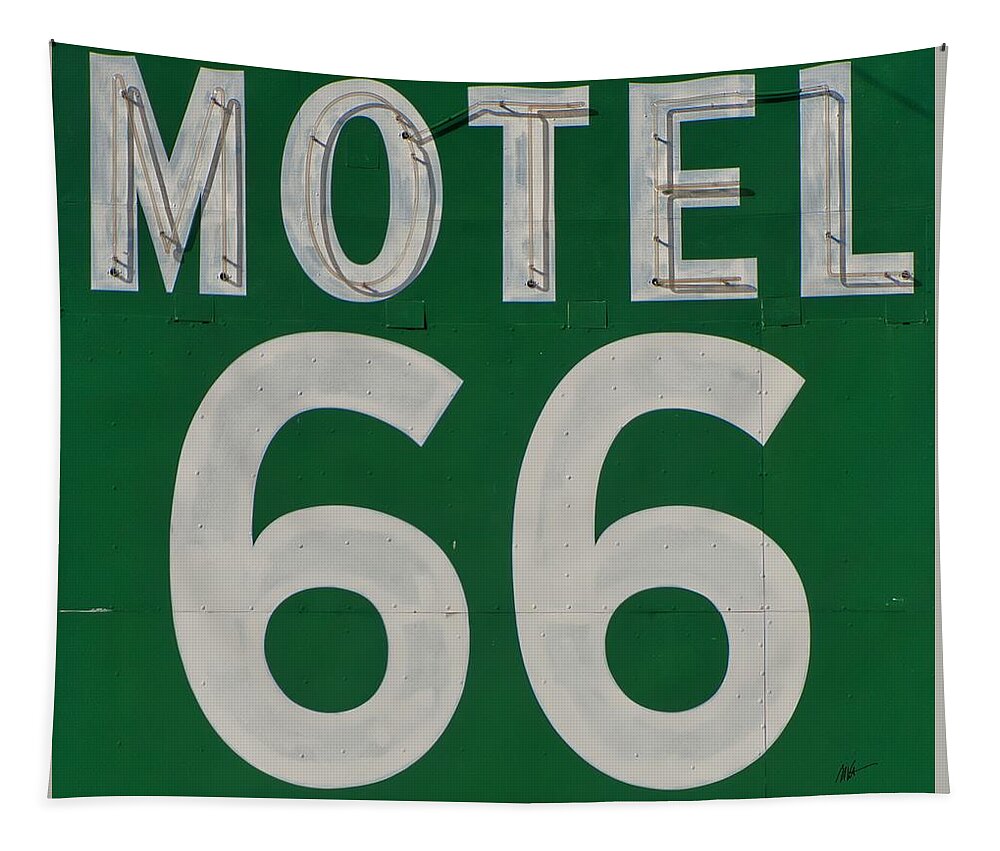 66 Motel Tapestry featuring the digital art Motel 66 Neon by Mark Valentine