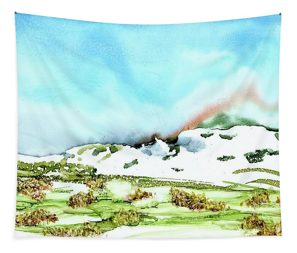 Snow Tapestry featuring the painting Mother Nature's Stutter Step by Angela Marinari