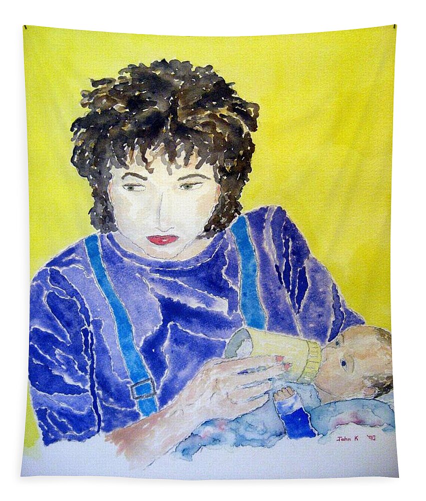 Watercolor Tapestry featuring the painting Mother of Lore by John Klobucher