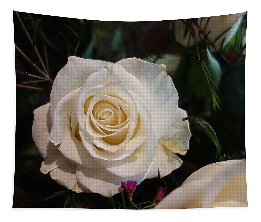Flower Tapestry featuring the photograph Mothers Day White Rose by Russel Considine