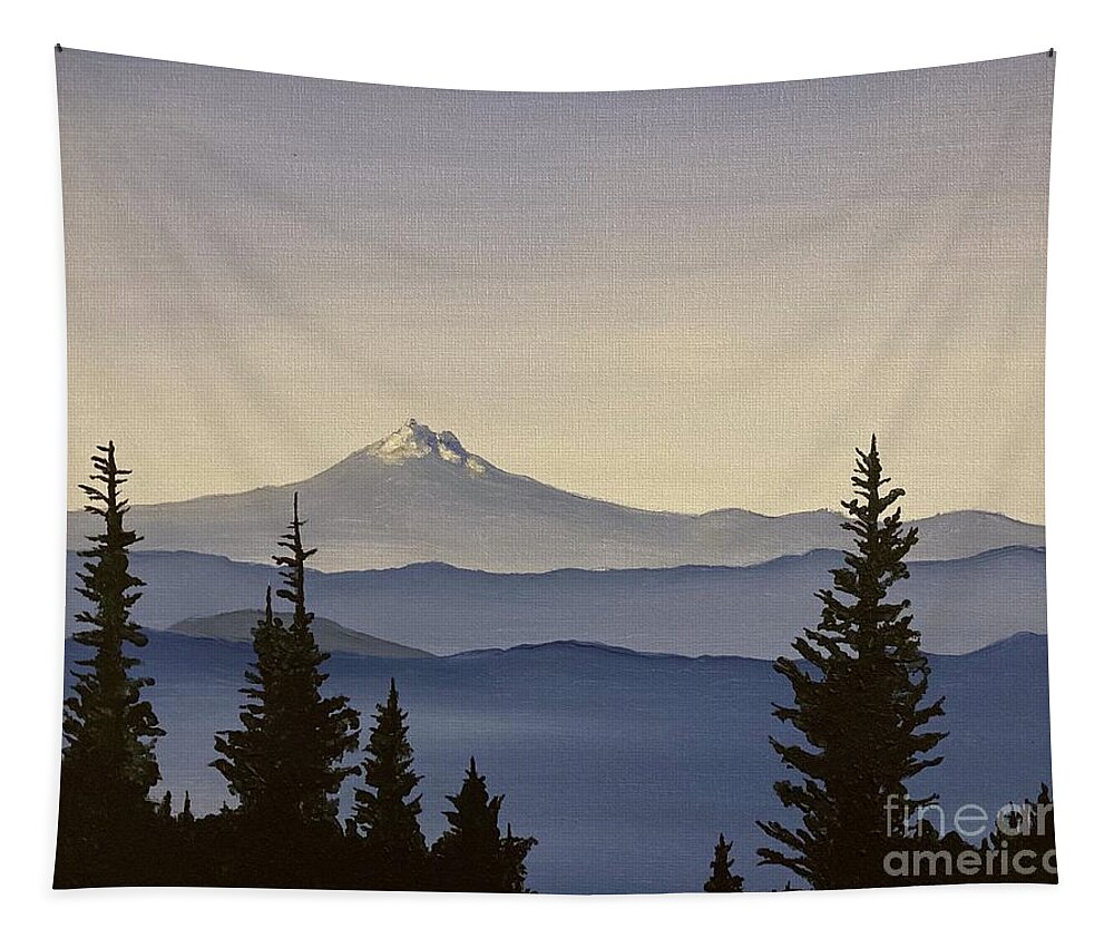 Mountain Tapestry featuring the painting Mount Jefferson from Timberline by Barbara Von Pagel