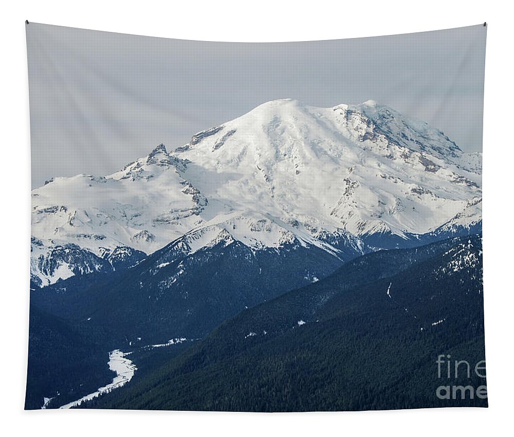 Mount Rainier Tapestry featuring the photograph Mount Rainier and White River Valley View from Crystal Mountain by Nancy Gleason