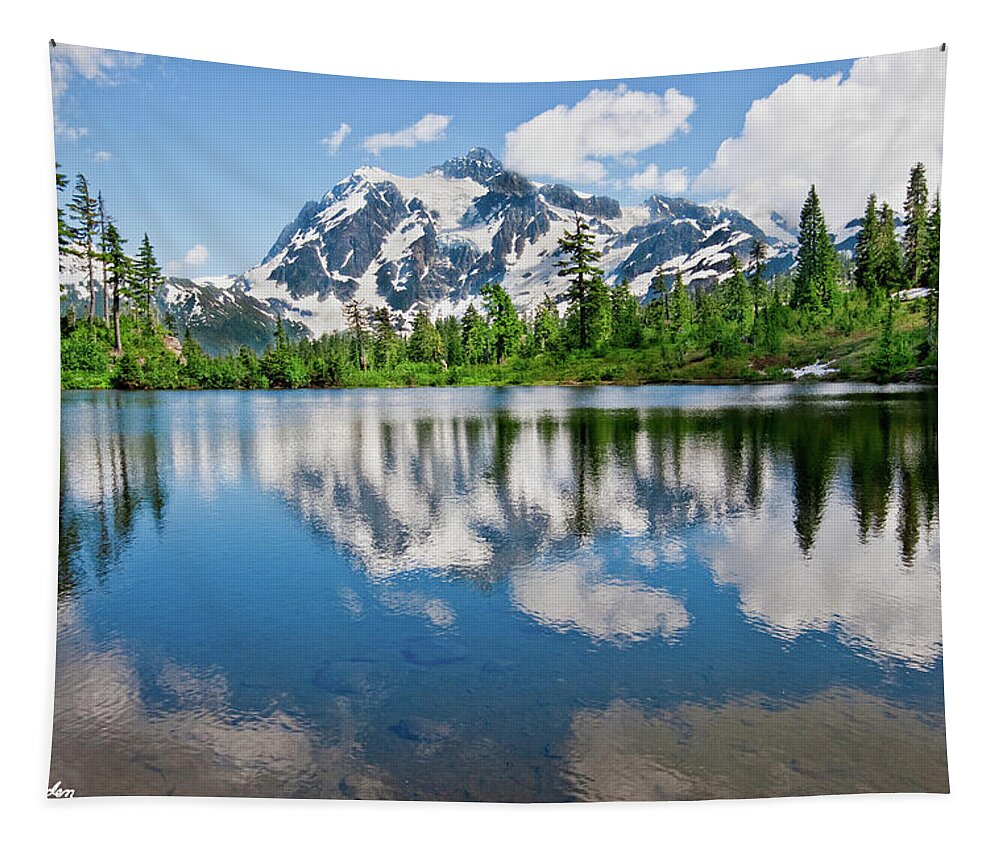 Beauty In Nature Tapestry featuring the photograph Mount Shuksan Reflected in Picture Lake by Jeff Goulden