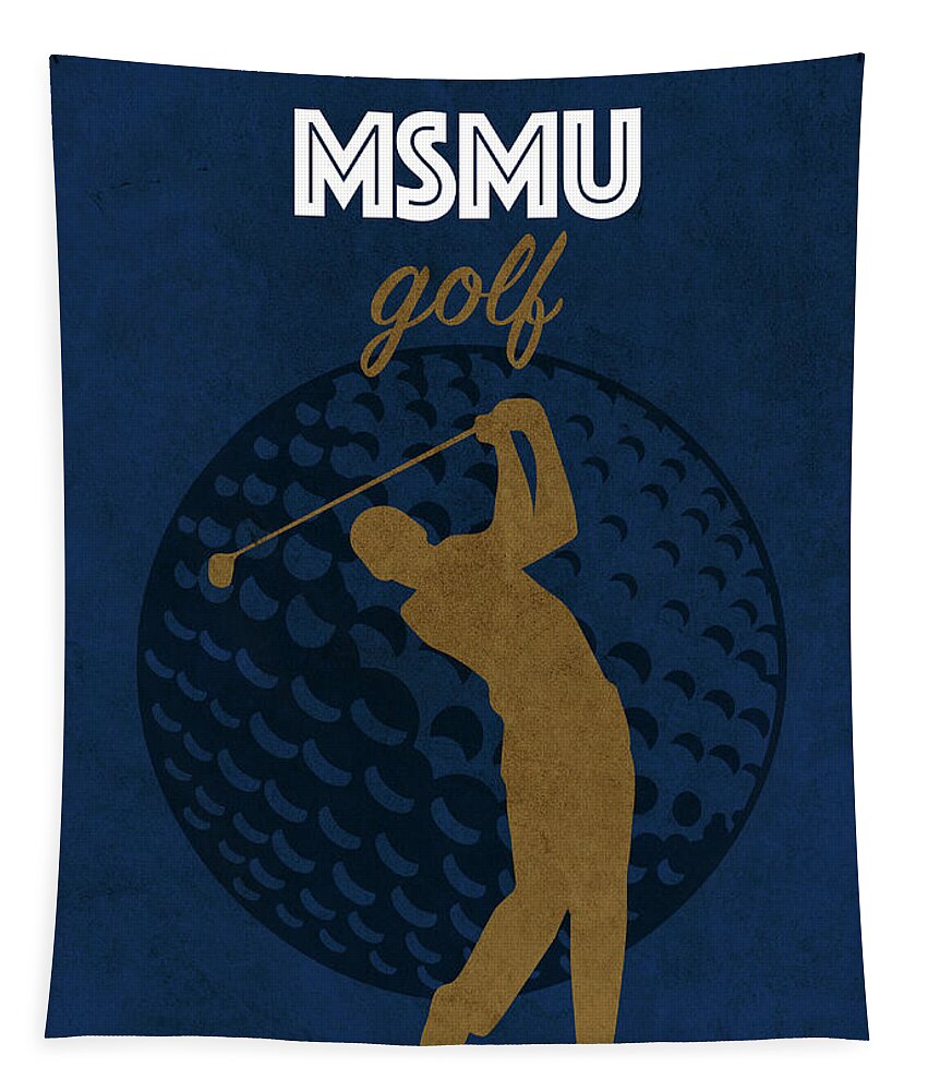 Mount St. Mary's University Tapestry featuring the mixed media Mount St. Mary's University College Golf Sports Vintage Poster by Design Turnpike