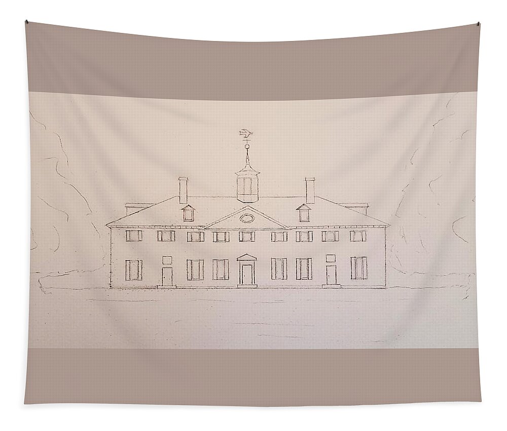 Sketch Tapestry featuring the drawing Mount Vernon by John Klobucher