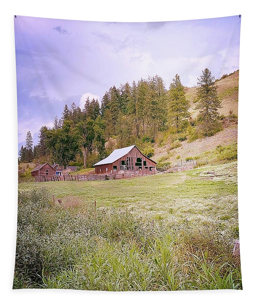 Rustic Barn Tapestry featuring the photograph Rustic Mountain Barn by Jerry Abbott