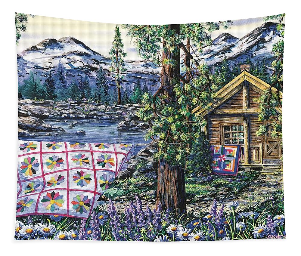 Mountains Tapestry featuring the painting Mountain Breeze by Diane Phalen