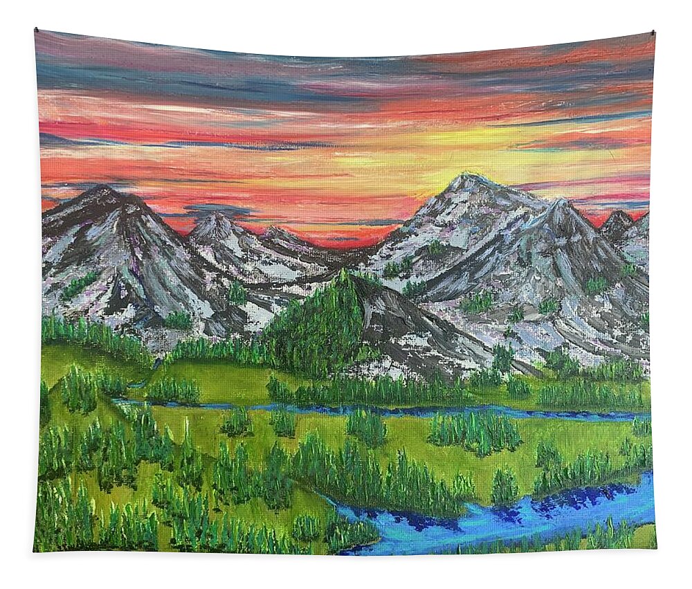 Mountain Tapestry featuring the painting Mountain Magic by Lisa White