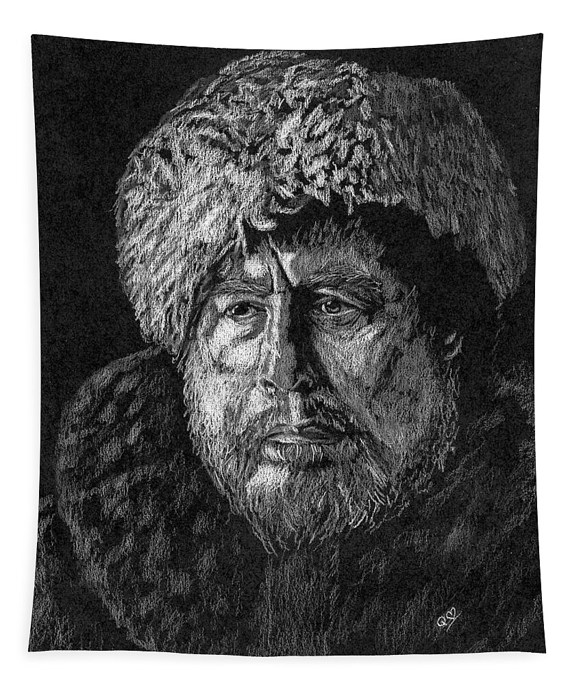 Mountainman Tapestry featuring the drawing Mountainman by Quwatha Valentine