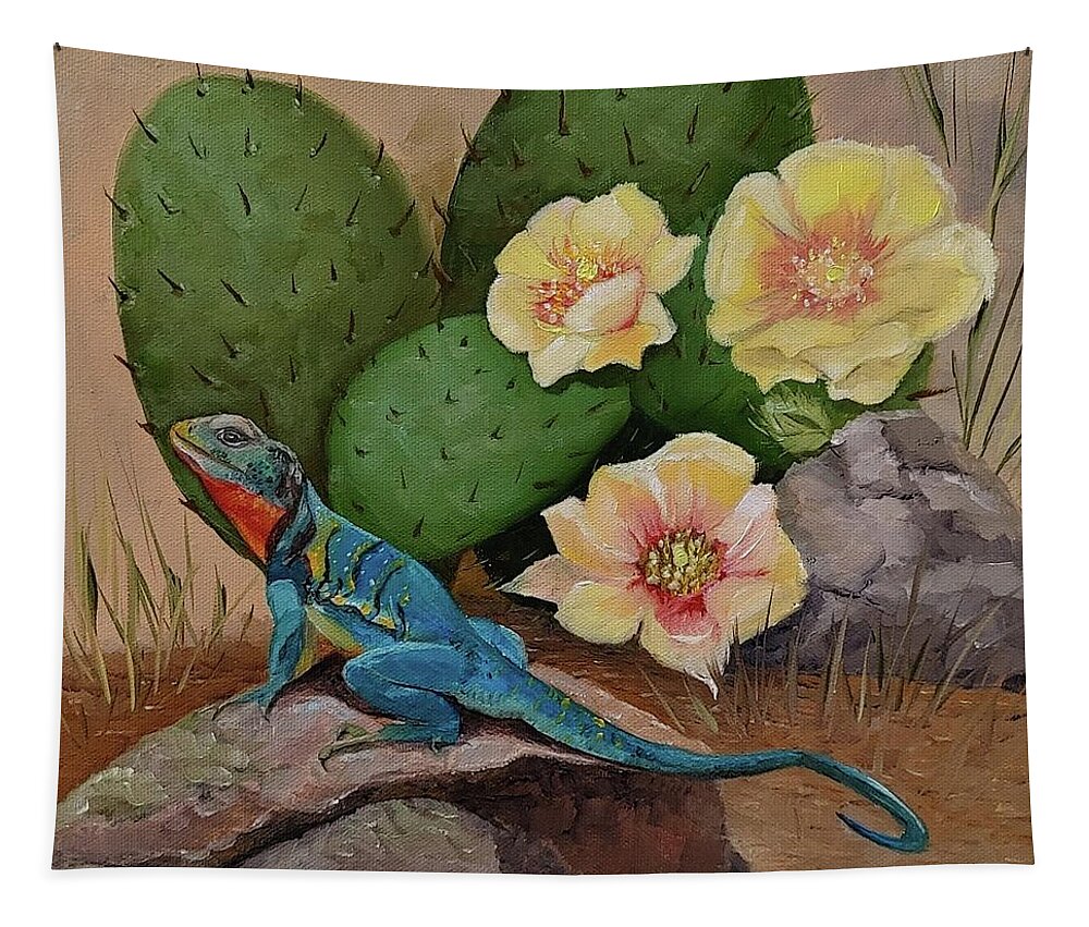 Collard Lizard Tapestry featuring the painting Mountian Boomer by Connie Rish
