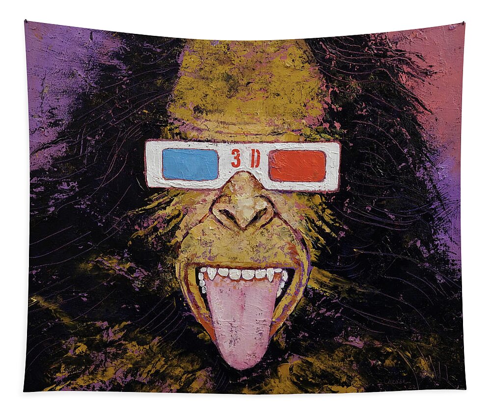 Art Tapestry featuring the painting Monster Movie by Michael Creese
