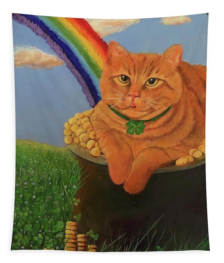 Cat Tapestry featuring the painting Mr. Lucky by Jane Ricker