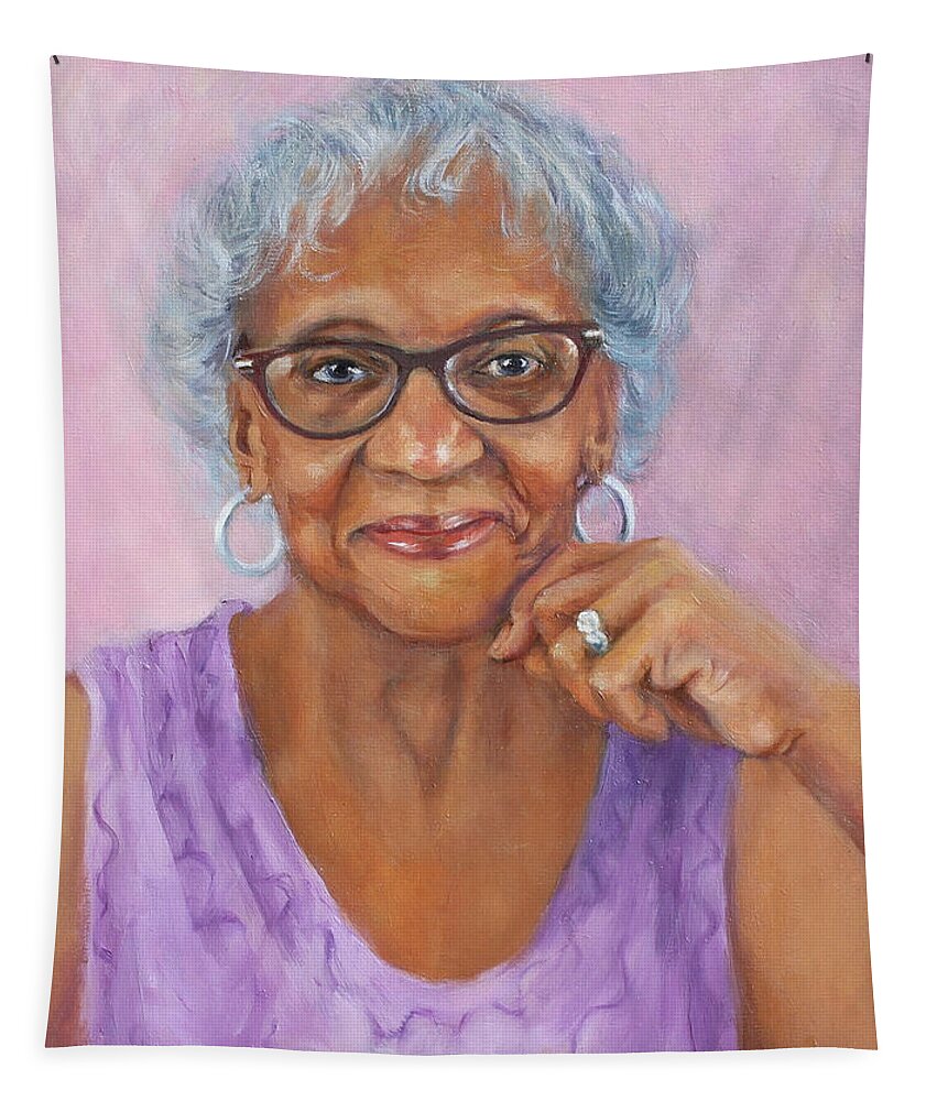 Portrait Tapestry featuring the painting Mrs. Jackson by Marian Berg