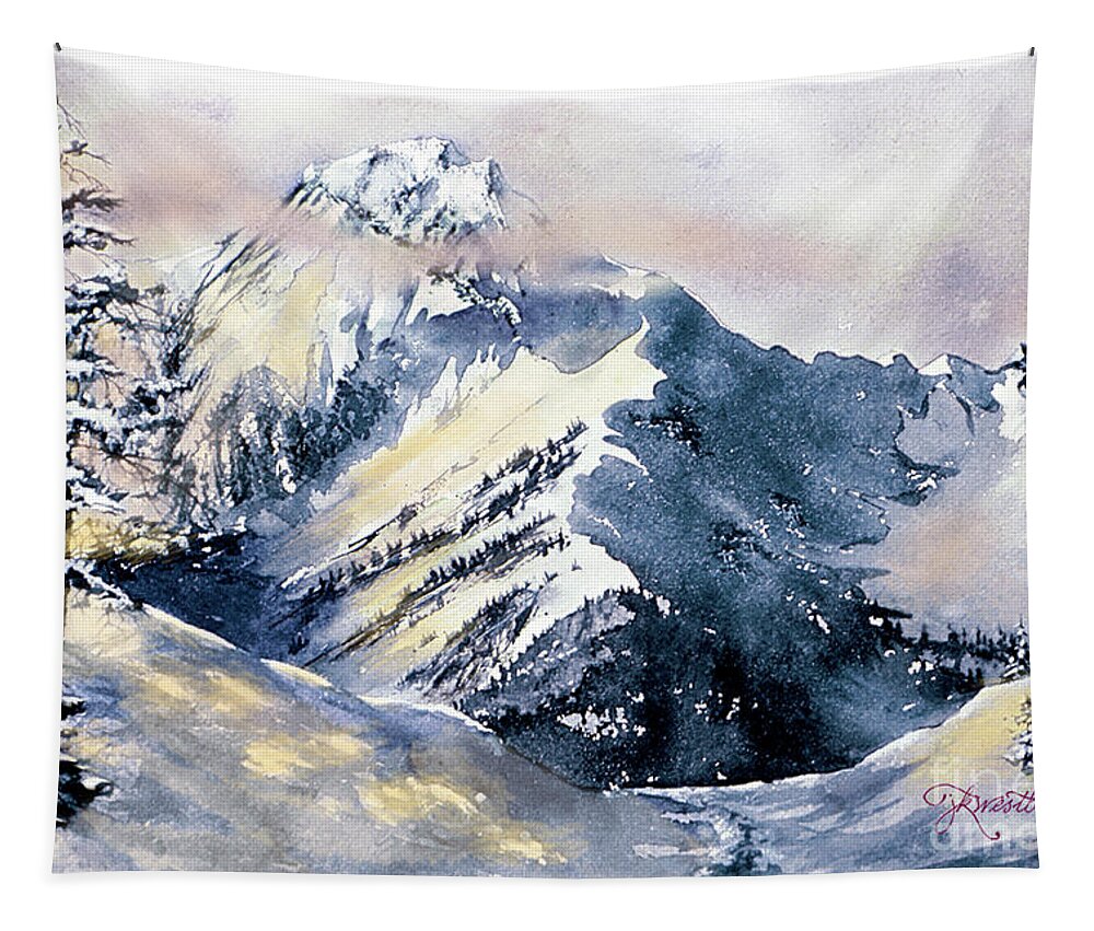 Aspen Tapestry featuring the painting Mt. Daly Alpenglow by Jill Westbrook
