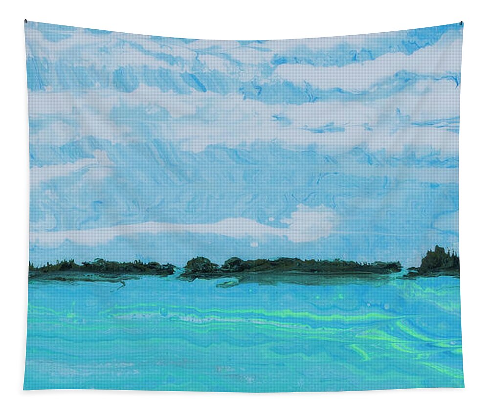 Seascape Tapestry featuring the painting Mud Key Channel by Steve Shaw
